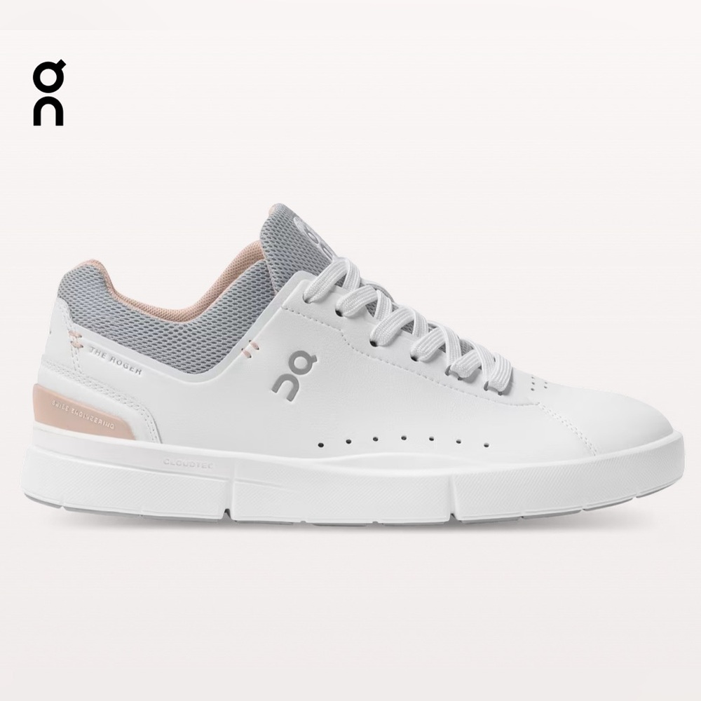 BRAND NEW IN BOX On “The Roger” Advantage sneakers in White / Rose